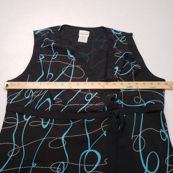 Fashion Bug Top Womens 18/20W Black Y2k Sleeveless Sheer Faux Wrap Bow Flowy - Picture 4 of 16